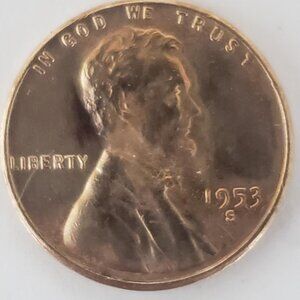 1953 LINCOLN WHEAT MINT MARK S 1 CENT PENNY COIN EXCELLENT